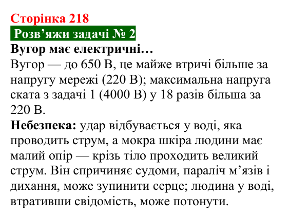 Розв’язок задачі 2 до § 30 (с. 218) з фізики для 8 класу (Засєкіна, 2025): Дії електричного струму