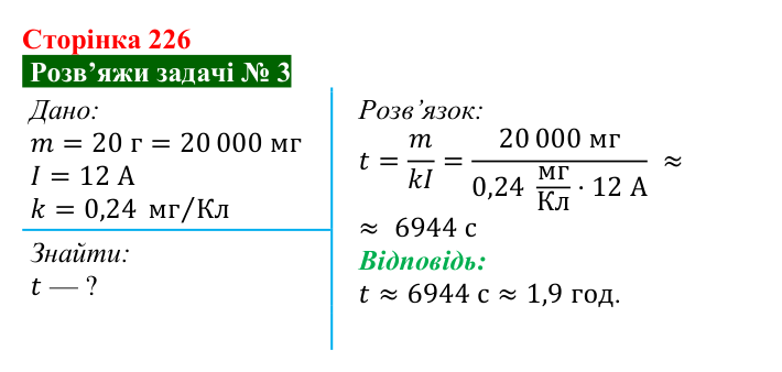 Розв’язок задачі 3 до § 31 (с. 226) з фізики для 8 класу (Засєкіна, 2025): Струм у різних середовищах