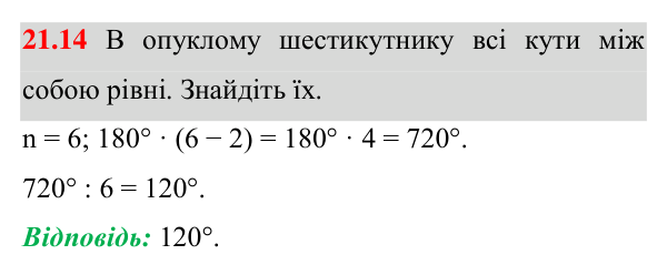 Завдання 21.14 Відповідь до завдання 21.14 (с. 159) з геометрії для 8 класу (Істер, 2025): Многокутник і його елементи