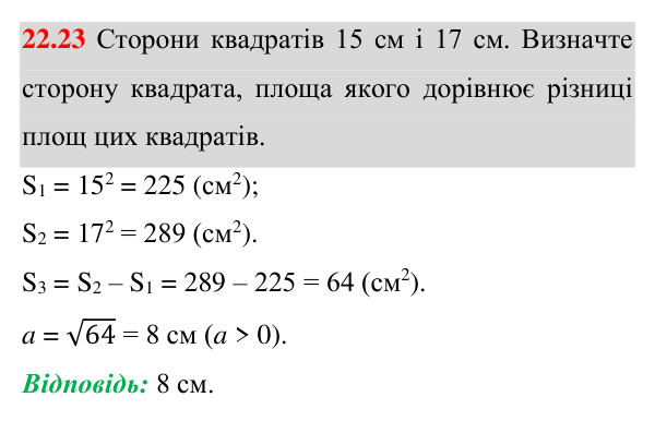 Відповідь до завдання 22.23 (с. 165) з геометрії для 8 класу (Істер, 2025): Поняття площі. Площа прямокутника