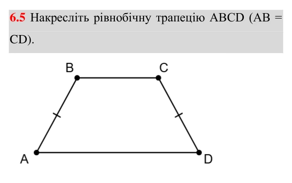 Відповідь до завдання 6.5 (с. 45) з геометрії для 8 класу (Істер, 2025): Трапеція