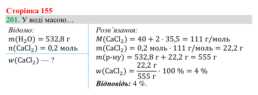 Відповідь до завдання 201 (с. 155) з хімії для 8 класу (Григорович, 2025): Солі