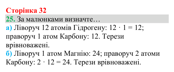 Відповідь до завдання 25 (с. 32) з хімії для 8 класу (Григорович, 2025): Відносна атомна маса та відносна молекулярна маса
