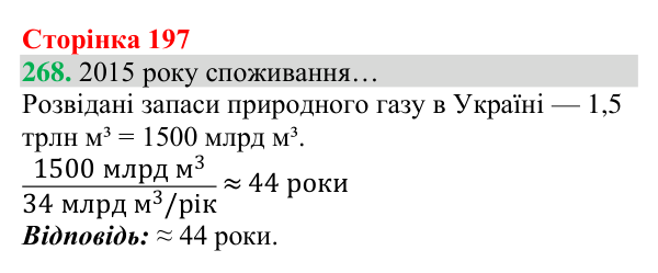 Відповідь до завдання 268 (с. 197) з хімії для 8 класу (Григорович, 2025): Метан