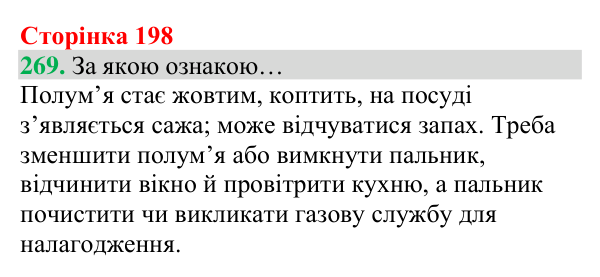 Відповідь до завдання 269 (с. 198) з хімії для 8 класу (Григорович, 2025): Метан