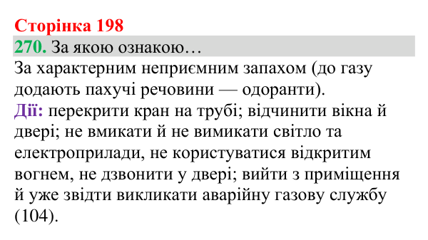 Відповідь до завдання 270 (с. 198) з хімії для 8 класу (Григорович, 2025): Метан