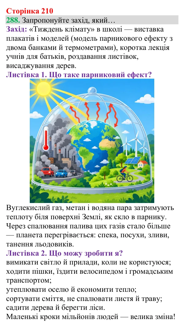 Відповідь до завдання 288 (с. 210) з хімії для 8 класу (Григорович, 2025): Колообіг Карбону. Парниковий ефект