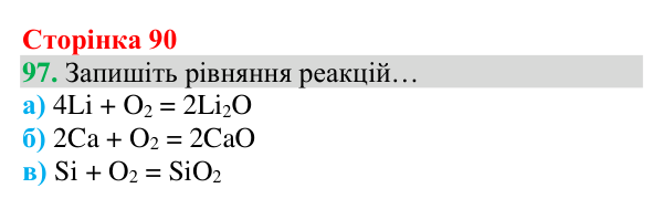 Відповідь до завдання 97 (с. 90) з хімії для 8 класу (Григорович, 2025): Кисень — єдиний газ повітря, що підтримує горіння