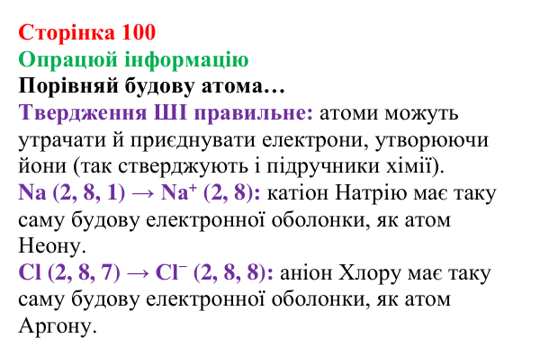 Сторінка 100, опрацюй інформацію Відповідь до завдання «Опрацюй інформацію» (с. 100) з хімії для 8 класу (Лашевська, 2025): 12. Таємниці періодичної таблиці