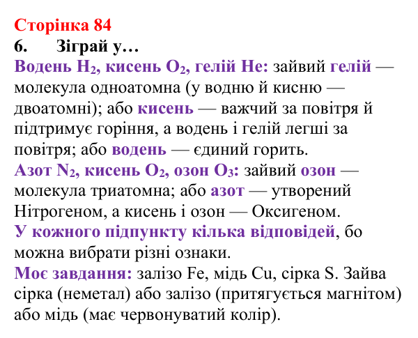 Відповідь до завдання 6 (с. 84) з хімії для 8 класу (Лашевська, 2025): 10. Групуємо. Класифікуємо. Систематизуємо