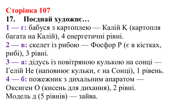 Відповідь до завдання 17 (с. 107) з хімії для 8 класу (Лашевська, 2025): 12. Таємниці періодичної таблиці