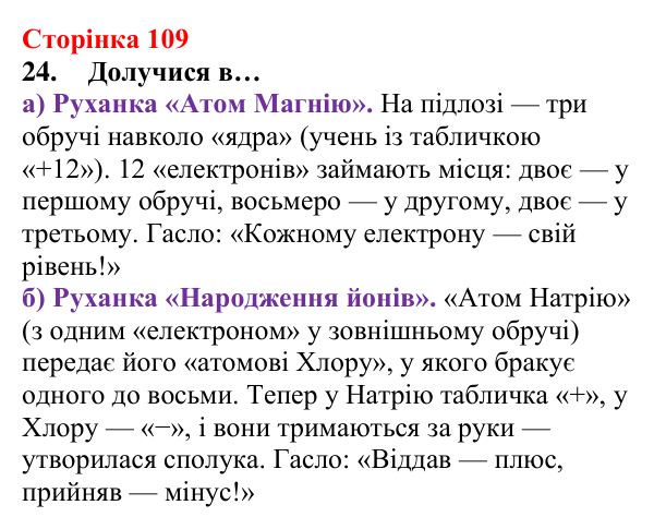 Відповідь до завдання 24 (с. 109) з хімії для 8 класу (Лашевська, 2025): 12. Таємниці періодичної таблиці