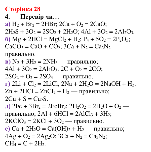 Відповідь до завдання 4 (с. 28) з хімії для 8 класу (Лашевська, 2025): 3. Моделюємо хімічні реакції. Схема хімічної...