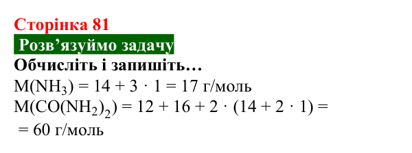 Відповідь до задачі (с. 81) з хімії для 8 класу (Попель, 2025): Молярна маса