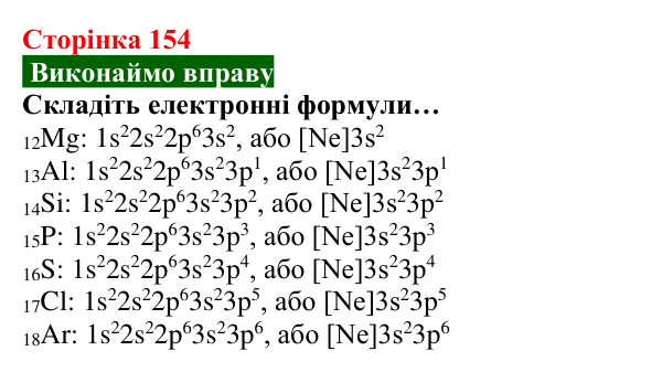 Відповідь до вправи (с. 154) з хімії для 8 класу (Попель, 2025): Електронна будова атомів
