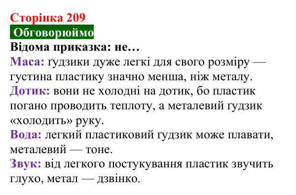 Відповідь до завдання «Обговорюймо» (с. 209) з хімії для 8 класу (Попель, 2025): Фізичні властивості металів