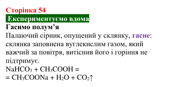 Відповідь до домашнього досліду (с. 54) з хімії для 8 класу (Попель, 2025): Процеси горіння та окиснення
