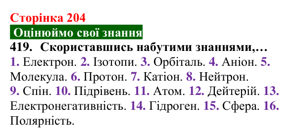Відповідь до завдання 419 (с. 204) з хімії для 8 класу (Попель, 2025): Кристалічні речовини