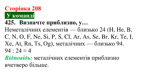 Відповідь до завдання 425 (с. 208) з хімії для 8 класу (Попель, 2025): Метали. Металічний зв’язок