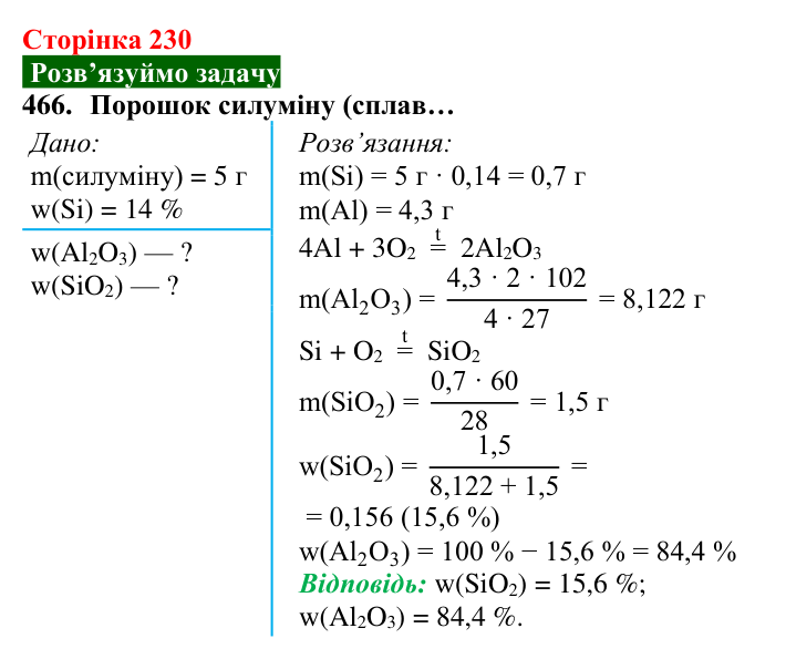 Відповідь до завдання 466 (с. 230) з хімії для 8 класу (Попель, 2025): Сплави металів. Використання металів і сплавів