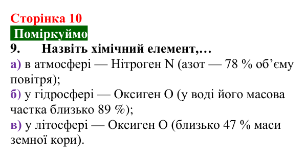 Відповідь до завдання 9 (с. 10) з хімії для 8 класу (Попель, 2025): Атоми. Хімічні елементи. Молекули
