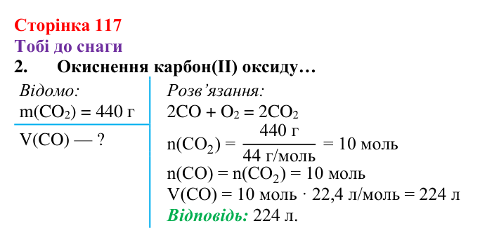 Відповідь до завдання 2 (с. 117) з хімії для 8 класу (Ярошенко, 2025): Вуглекислий і чадний гази