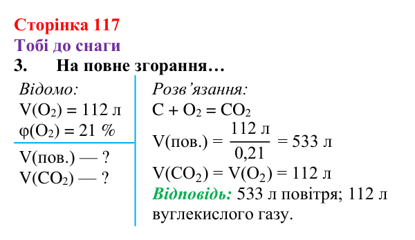 Відповідь до завдання 3 (с. 117) з хімії для 8 класу (Ярошенко, 2025): Вуглекислий і чадний гази