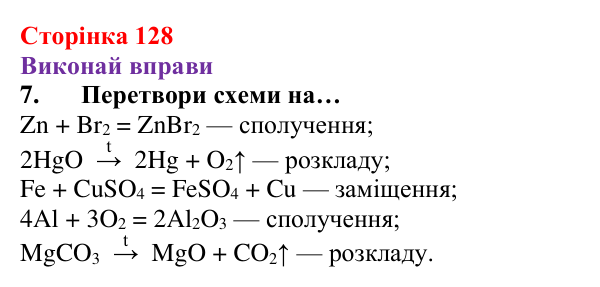 Відповідь до завдання 7 (с. 128) з хімії для 8 класу (Ярошенко, 2025): Діагностування результатів вивчення теми 2...
