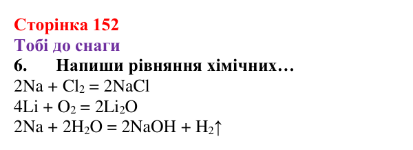 Відповідь до завдання 6 (с. 152) з хімії для 8 класу (Ярошенко, 2025): Електронні оболонки атомів і властивості хімічних...