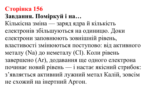 Відповідь до завдання (с. 156) з хімії для 8 класу (Ярошенко, 2025): Періодичний закон, його значення