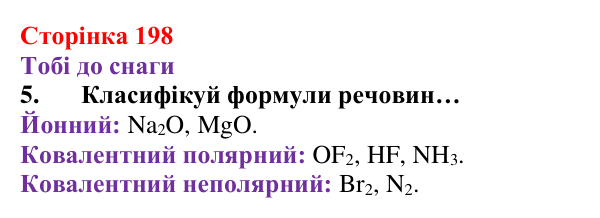Відповідь до завдання 5 (с. 198) з хімії для 8 класу (Ярошенко, 2025): Модель йонного зв’язку. Йонні кристали