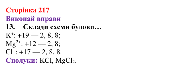 Відповідь до завдання 13 (с. 217) з хімії для 8 класу (Ярошенко, 2025): Діагностування результатів вивчення теми 4...