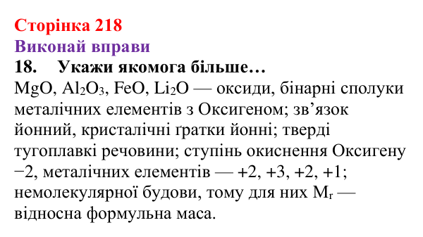 Відповідь до завдання 18 (с. 218) з хімії для 8 класу (Ярошенко, 2025): Діагностування результатів вивчення теми 4...