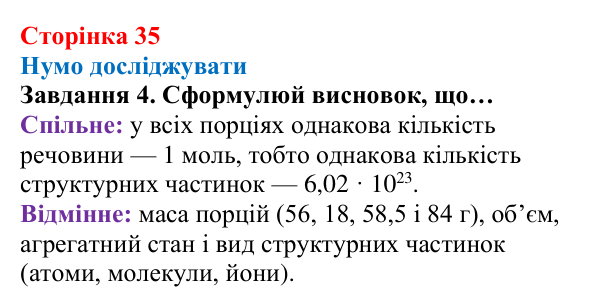 Відповідь до завдання 4 (с. 35) з хімії для 8 класу (Ярошенко, 2025): Молярна маса