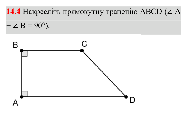Відповідь до завдання 14.4 (с. 130) з математики для 8 класу (Істер, 2025): Трапеція