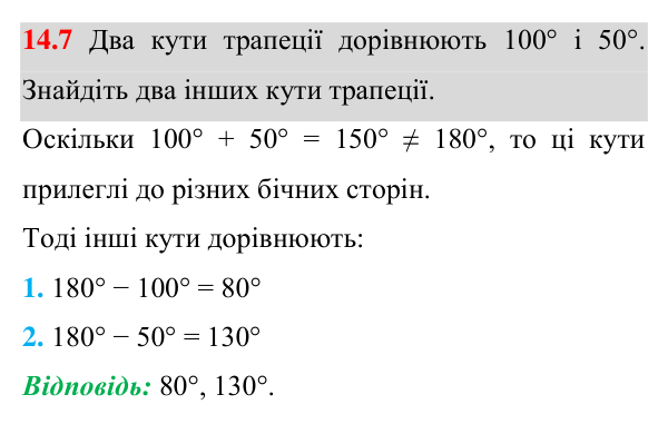 Відповідь до завдання 14.7 (с. 130) з математики для 8 класу (Істер, 2025): Трапеція
