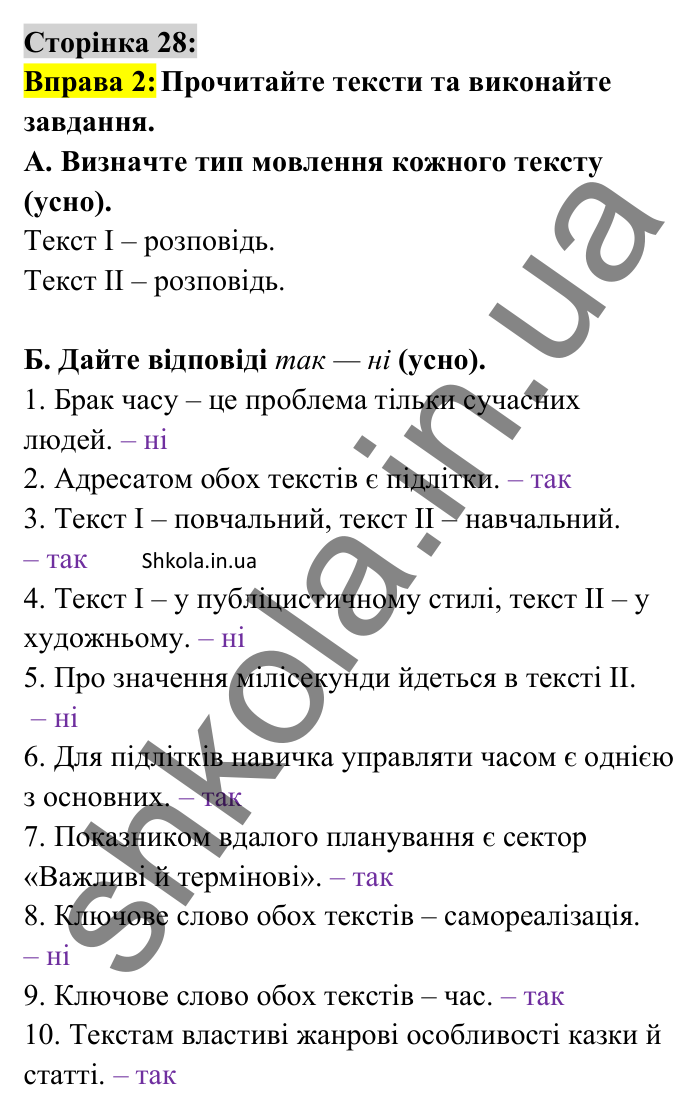 Відповідь до вправи 2 сторінка 28 ГДЗ Українська мова 8 клас Авраменко 2025