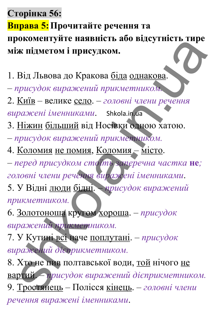 Відповідь до вправи 5 сторінка 56 ГДЗ Українська мова 8 клас Авраменко 2025