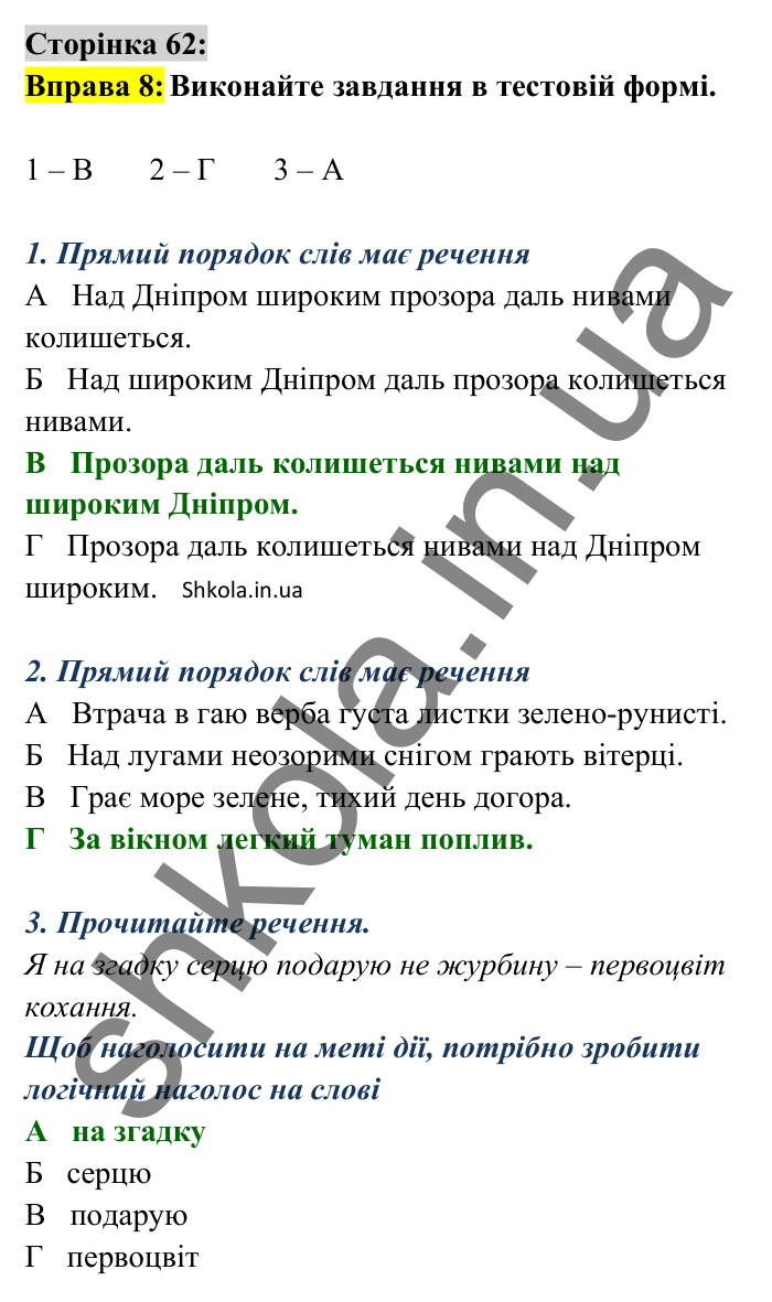 Відповідь до вправи 8 сторінка 62 ГДЗ Українська мова 8 клас Авраменко 2025