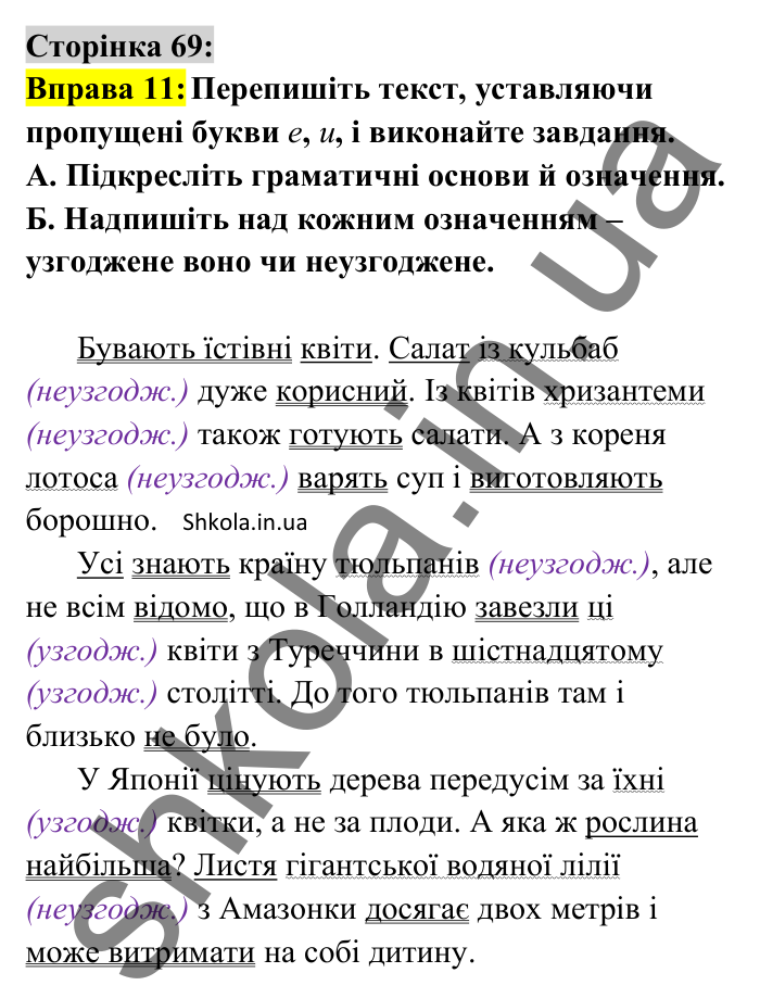 Відповідь до вправи 11 сторінка 69 ГДЗ Українська мова 8 клас Авраменко 2025