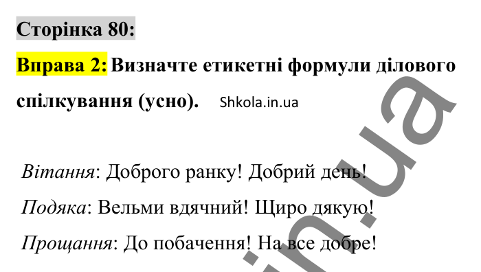 Відповідь до вправи 2 сторінка 80 ГДЗ Українська мова 8 клас Авраменко 2025