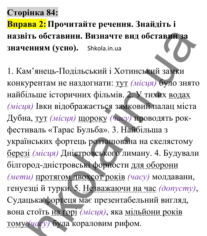 Відповідь до вправи 2 сторінка 84 ГДЗ Українська мова 8 клас Авраменко 2025