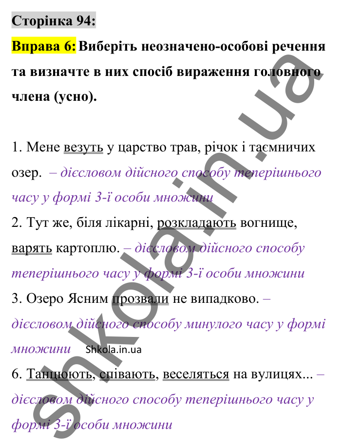 Відповідь до вправи 6 сторінка 94 ГДЗ Українська мова 8 клас Авраменко 2025