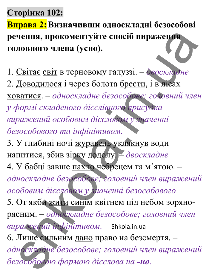 Відповідь до вправи 2 сторінка 102 ГДЗ Українська мова 8 клас Авраменко 2025