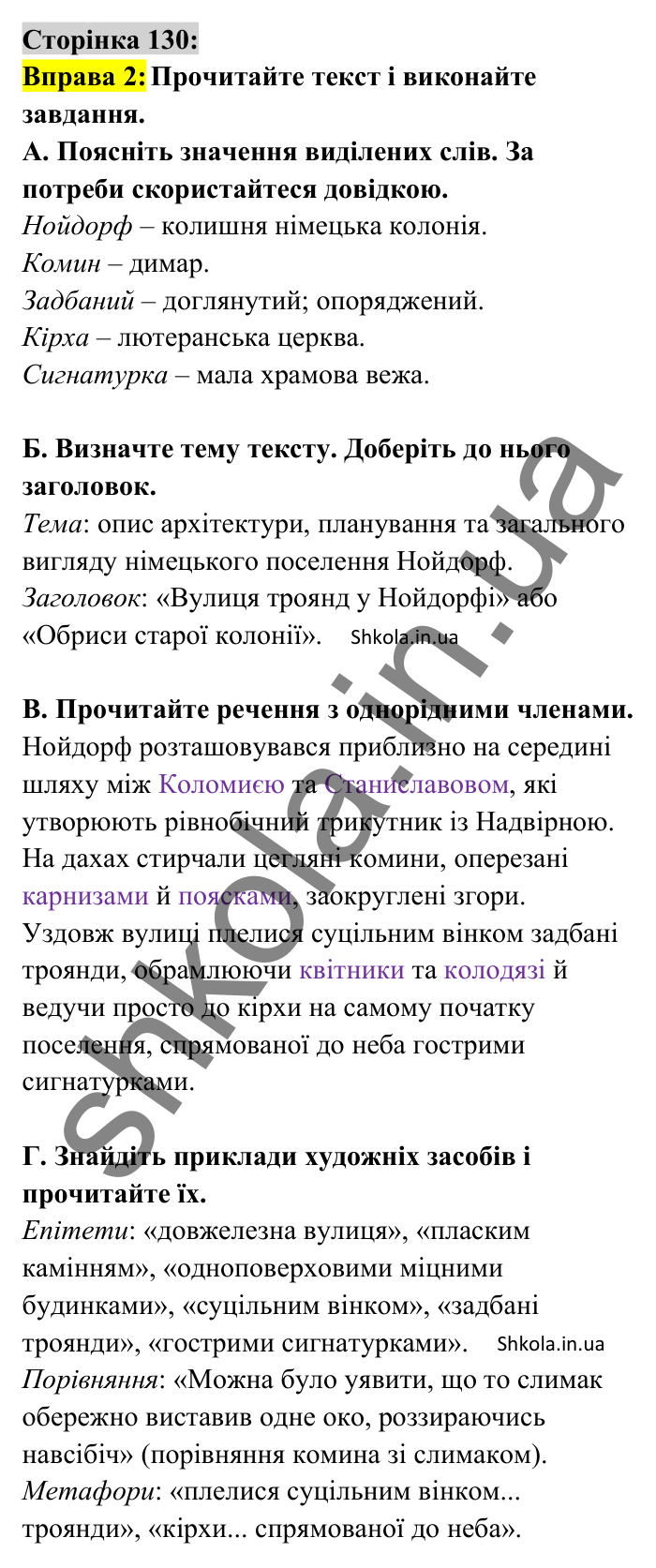 Відповідь до вправи 2 сторінка 130 ГДЗ Українська мова 8 клас Авраменко 2025