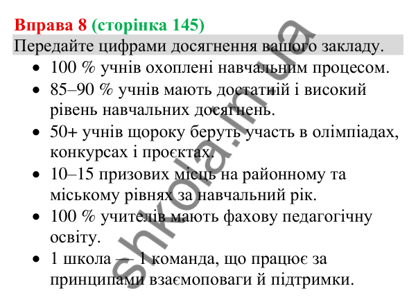 Відповідь до вправи 8 (с. 145) з української мови для 8 класу (Голуб, 2025): Перетворення текстової інформації на графічну…