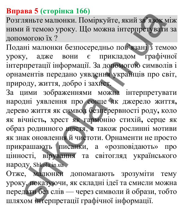 Відповідь до вправи 5 (с. 166) з української мови для 8 класу (Голуб, 2025): Авторські інтерпретації