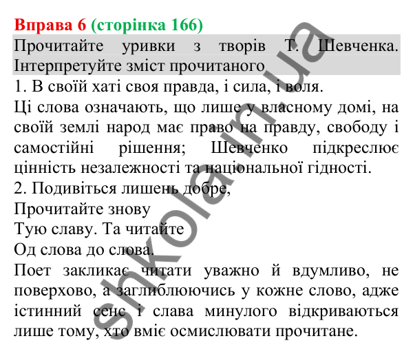 Відповідь до вправи 6 (с. 166) з української мови для 8 класу (Голуб, 2025): Авторські інтерпретації