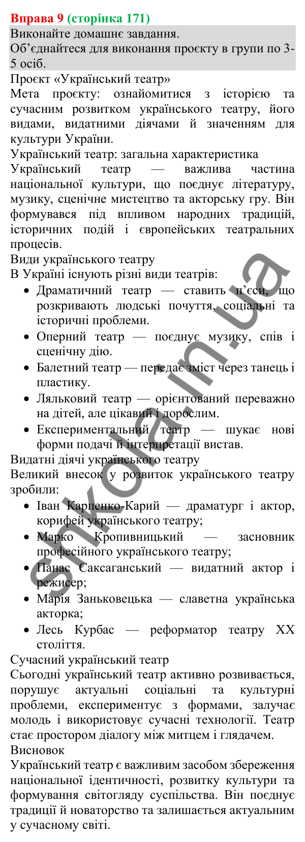 Відповідь до вправи 9 (с. 171) з української мови для 8 класу (Голуб, 2025): Складники друкованого чи цифрового тексту