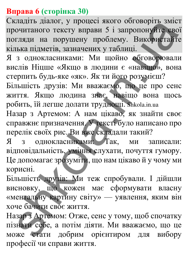 Відповідь до вправи 6 (с. 30) з української мови для 8 класу (Голуб, 2025): Особливості узгодження головних членів речення